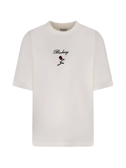 24 ss T-shirt WITH Embroid Flock Rose 8083647 B7264 B0230979125 - BURBERRY - BALAAN 2