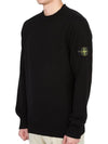 Men's Waffen Patch Crew Neck Raw Cotton Knit Top Black - STONE ISLAND - BALAAN 3