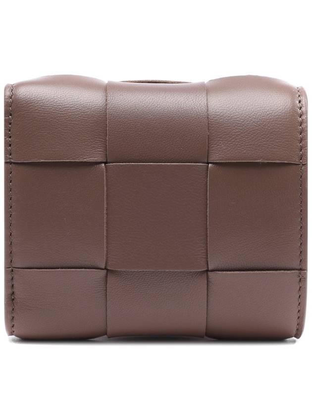 Cassette Tri-Fold Zipper Small Half Wallet Taupe Grey - BOTTEGA VENETA - BALAAN 5