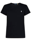 Women's Embroidery Logo Crew Neck Cotton Short Sleeve T-Shirt Black - POLO RALPH LAUREN - BALAAN 2