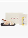 Leather Raffia Effect Fabric Fussbett Sandals Beige - MARNI - BALAAN 5