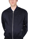 Embroidered Heart Logo Cotton Satin Bomber Jacket Nautic Blue - AMI - BALAAN 3