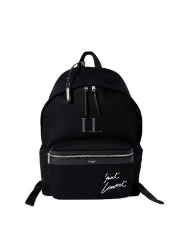 Embroidered City Canvas Backpack Black - SAINT LAURENT - BALAAN 2