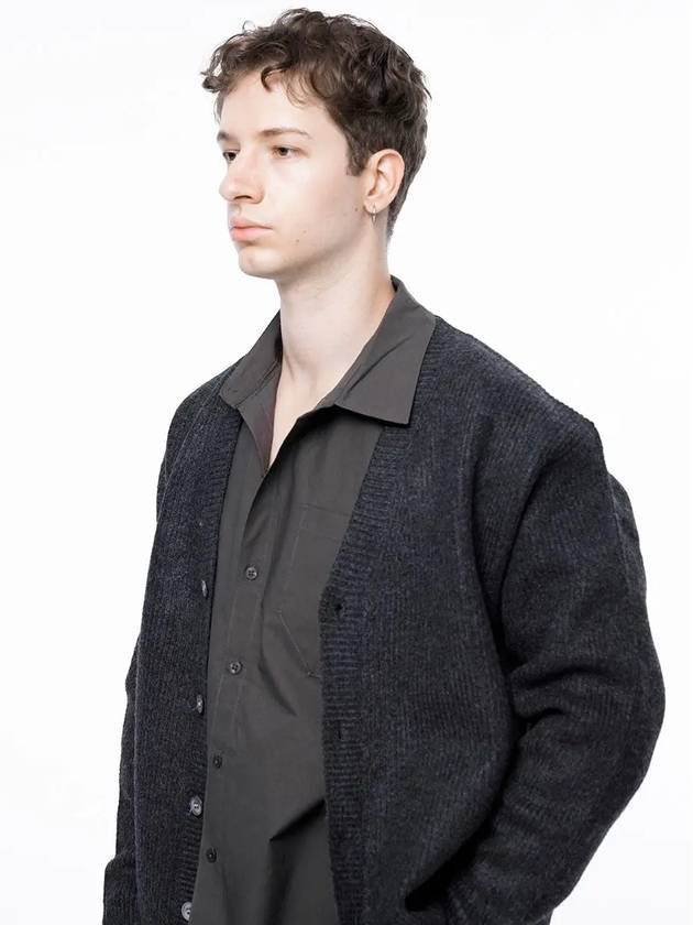 Men s M243OT01CH Dense Hachi Wool Blended Y neck Knit Cardigan Charcoal - CHANCE'S NOI - BALAAN 3