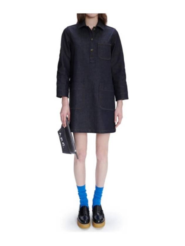 Aurelia Denim Shirt Short Dress Blue - A.P.C. - BALAAN 2