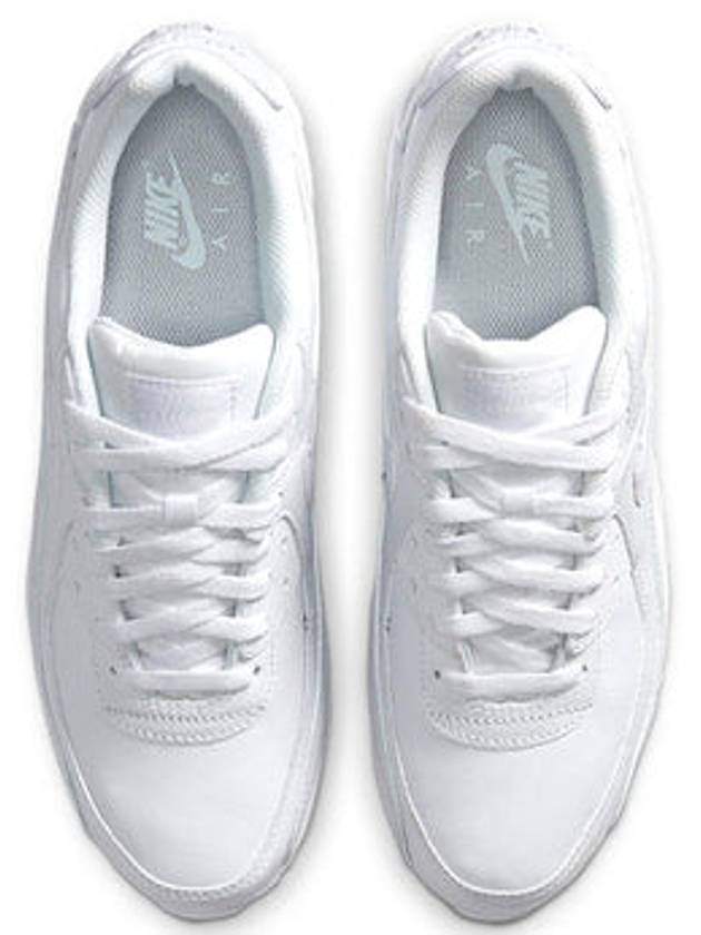 Air Max 90 Leather Low Top Sneakers Triple White - NIKE - BALAAN 5