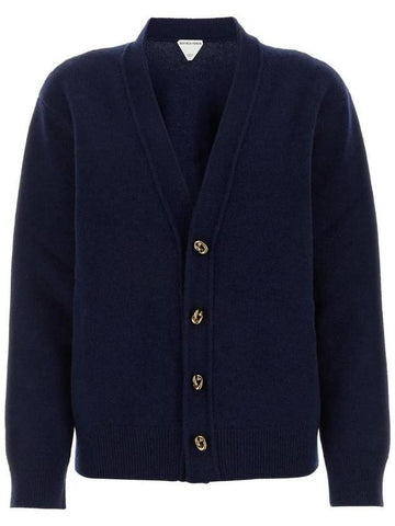 WoMen's Knot Button Cashmere Cardigan Navy - BOTTEGA VENETA - BALAAN 1