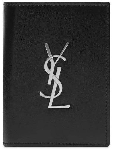 Men's Silver Monogram Fold Half Wallet Black - SAINT LAURENT - BALAAN 1