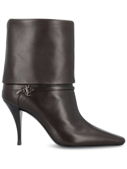 Niki Leather Ankle Boots Eagle Brown - SAINT LAURENT - BALAAN 2