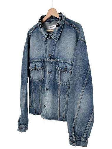 42 collar logo destroyed cutting overfit denim jacket - BALENCIAGA - BALAAN 1