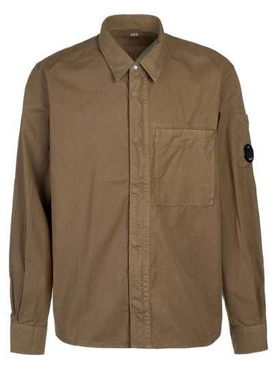 Gabardine Utility Long Sleeve Shirt Brown - CP COMPANY - BALAAN 2