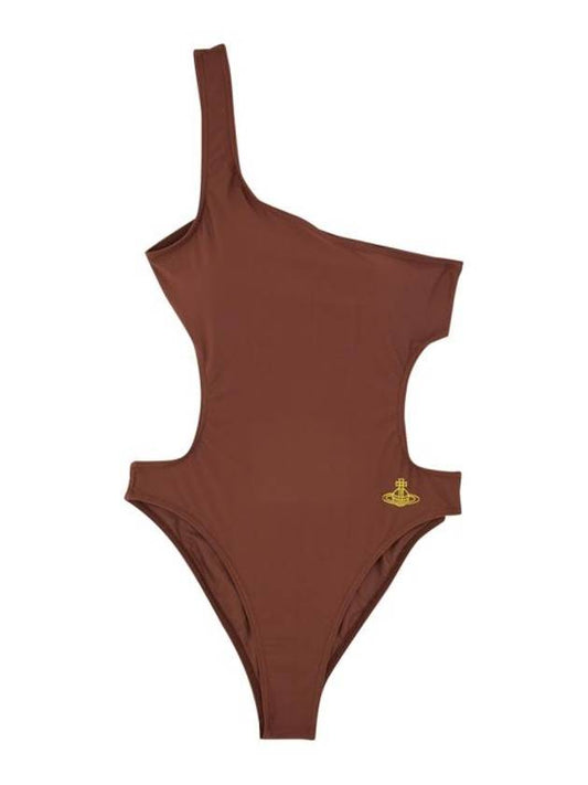 Women's Embroidered Logo Swimsuit Brown - VIVIENNE WESTWOOD - BALAAN 2