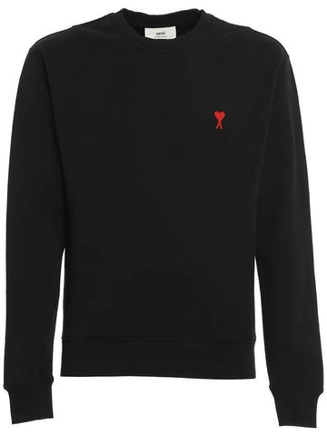 Men's Small Heart Logo Sweatshirt Black - AMI - BALAAN 1