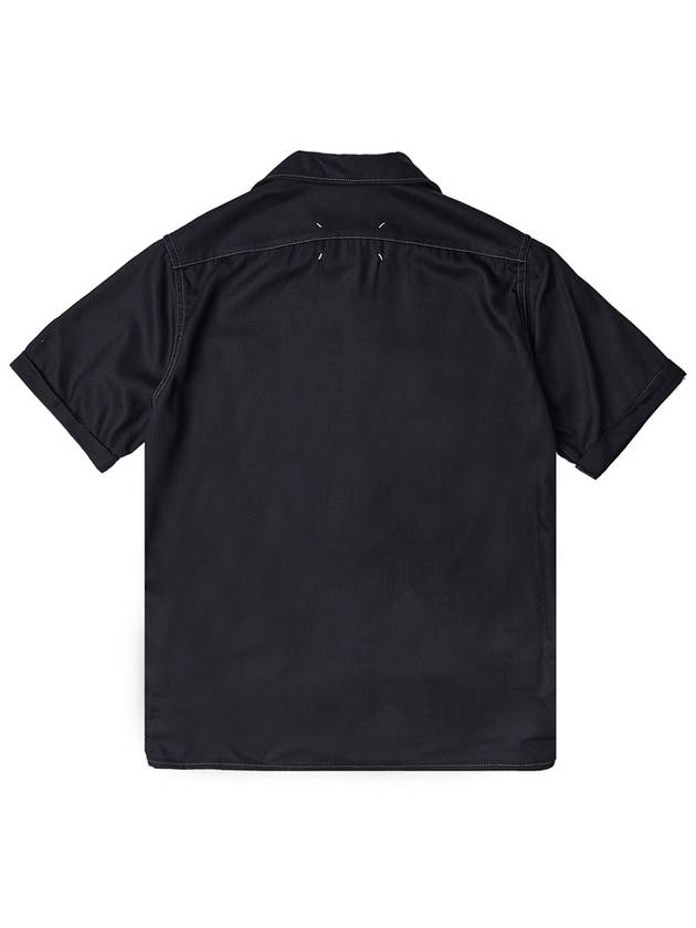 Back Stitch Pocket Viscose Short Sleeve Shirt Black - MAISON MARGIELA - BALAAN 3