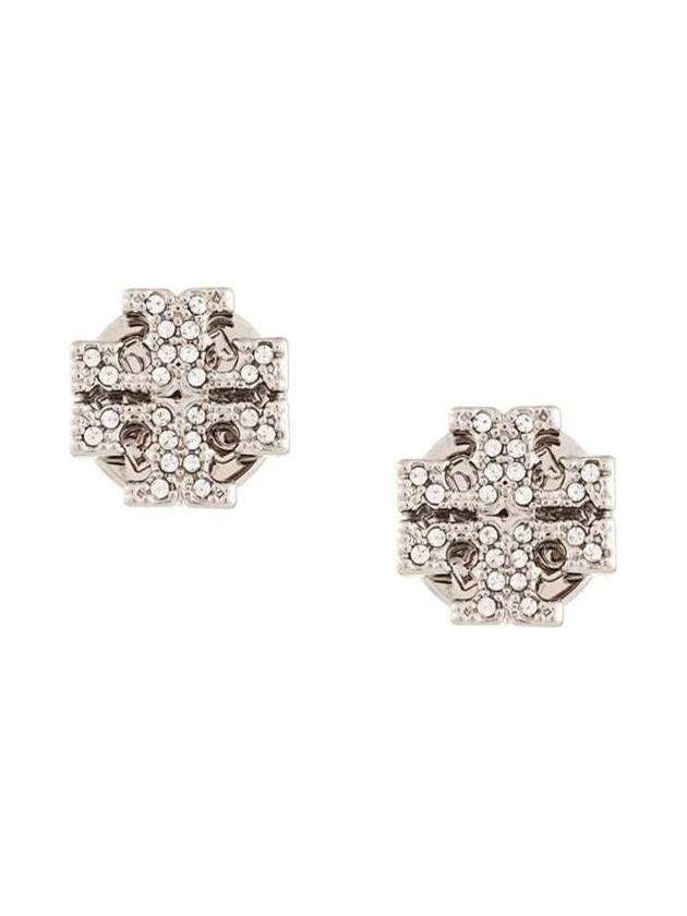 Crystal Logo Stud Earrings Silver - TORY BURCH - BALAAN 2