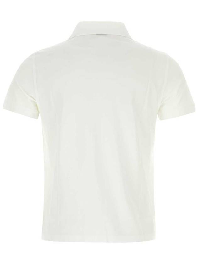 Men's Monogram Cotton Short Sleeve Polo Shirt White - SAINT LAURENT - BALAAN 3