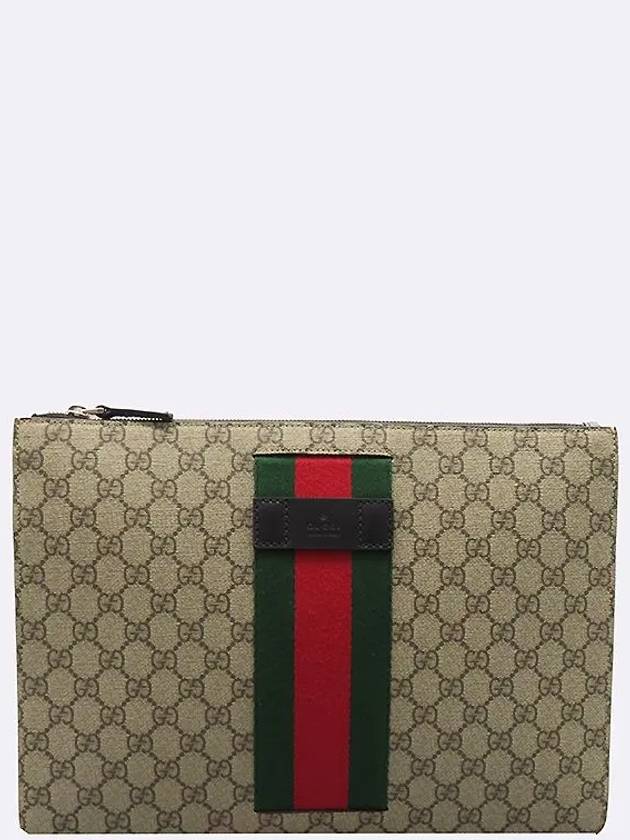 433665 GG Logo PVC Supreme Canvas Web Tricolor Stitch Clutch Wrist Strap - GUCCI - BALAAN 2