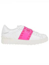 Rockstud Open Low Top Sneakers White Pink - VALENTINO - BALAAN 2