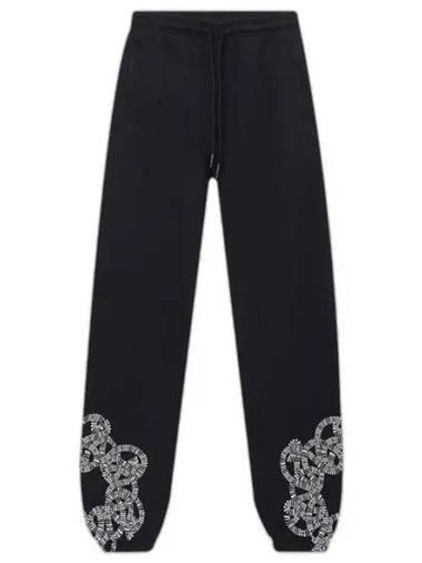 Logo Print Drawstring Sweat Track Pants Black - MARCELO BURLON - BALAAN 1