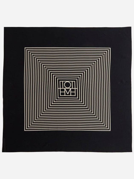 Center Monogram Silk Scarf Black - TOTEME - BALAAN 2