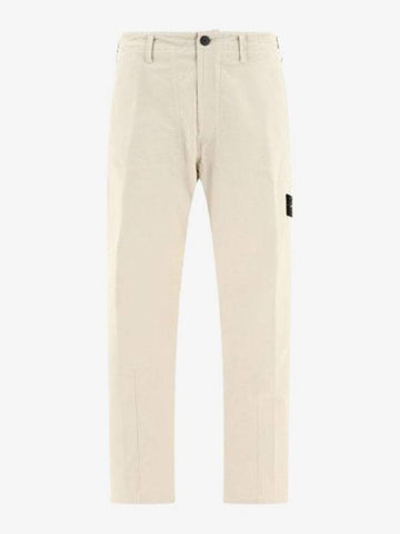 Wappen Gabardine Chino Straight Pants Beige - STONE ISLAND - BALAAN 1