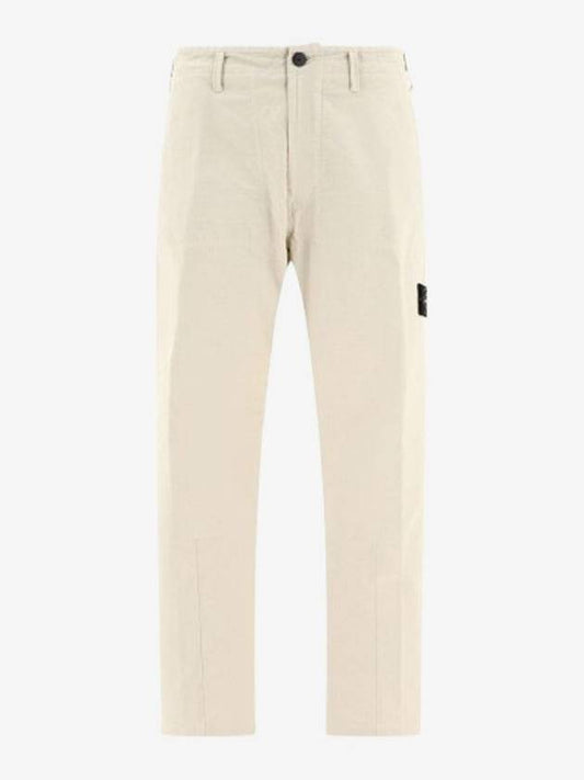 Wappen Gabardine Chino Straight Pants Beige - STONE ISLAND - BALAAN 1