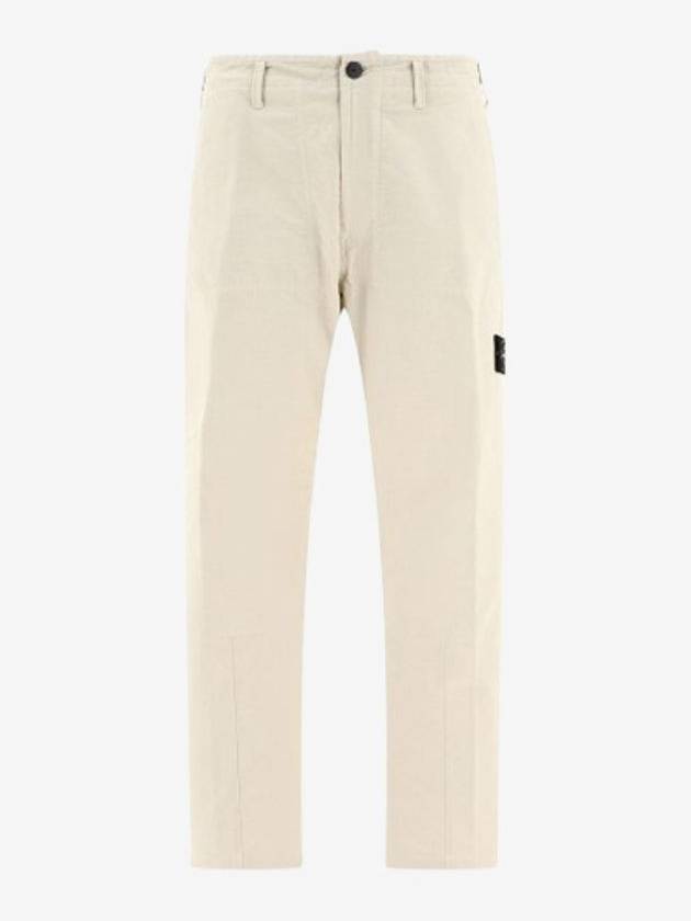 Wappen Gabardine Chino Straight Pants Beige - STONE ISLAND - BALAAN 1