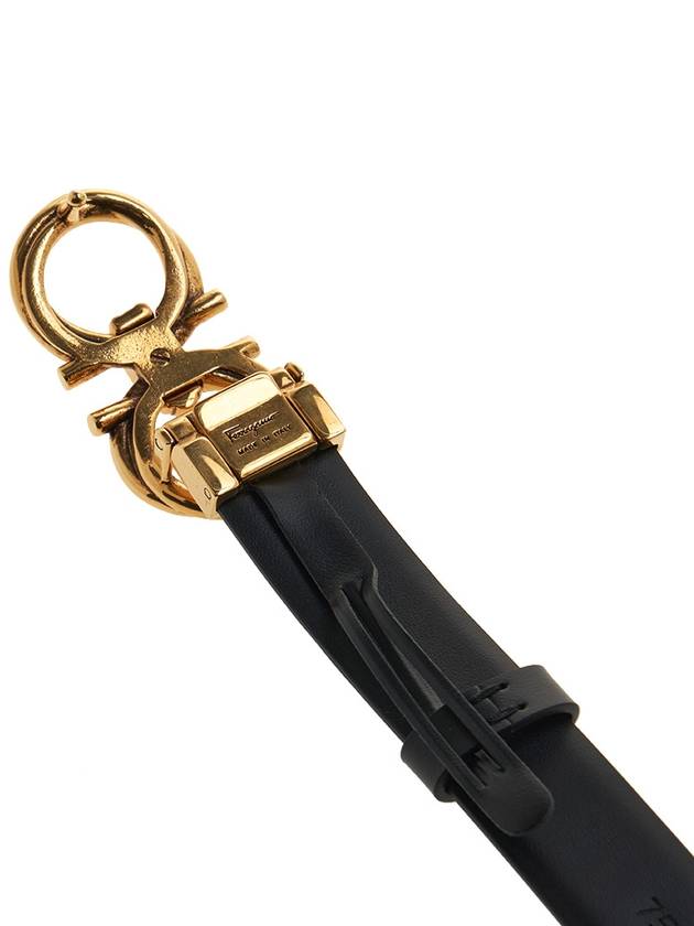 Adjustable Gancini Leather Belt Black - SALVATORE FERRAGAMO - BALAAN 9