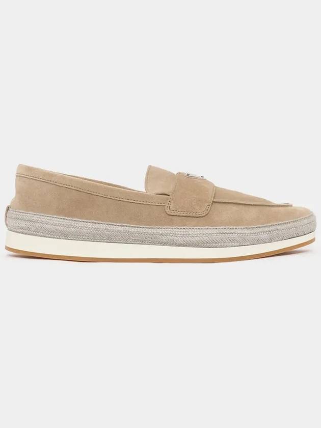 Triangle Logo Suede Loafers Beige - PRADA - BALAAN 4