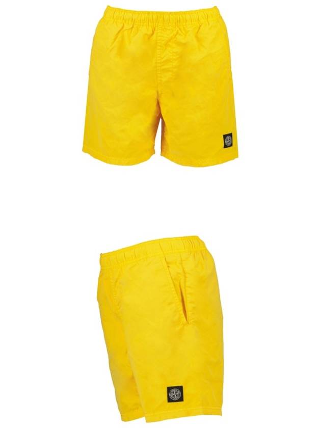 Logo Patch Brushed Nylon Swim Shorts Yellow - STONE ISLAND - BALAAN 5