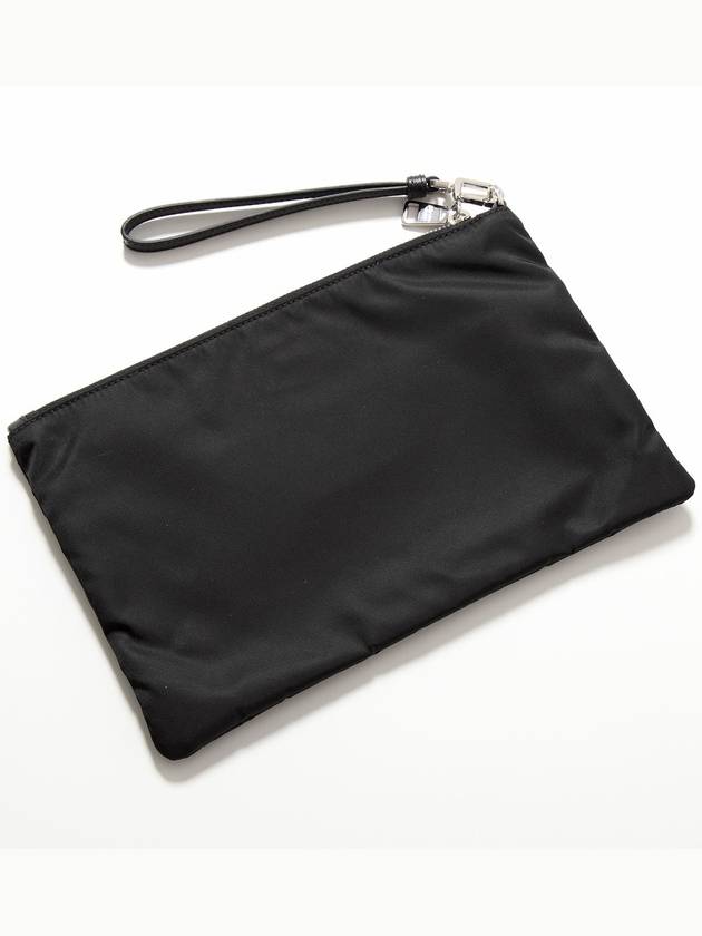 Re-Nylon and Saffiano Leather Clutch Bag Black - PRADA - BALAAN 3