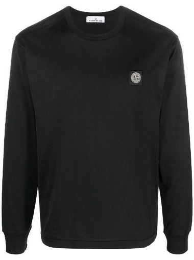 Cotton Jersey Long Sleeve T Shirt Black - STONE ISLAND - BALAAN 1