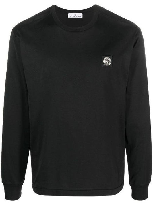 Cotton Jersey Long Sleeve T Shirt Black - STONE ISLAND - BALAAN 1