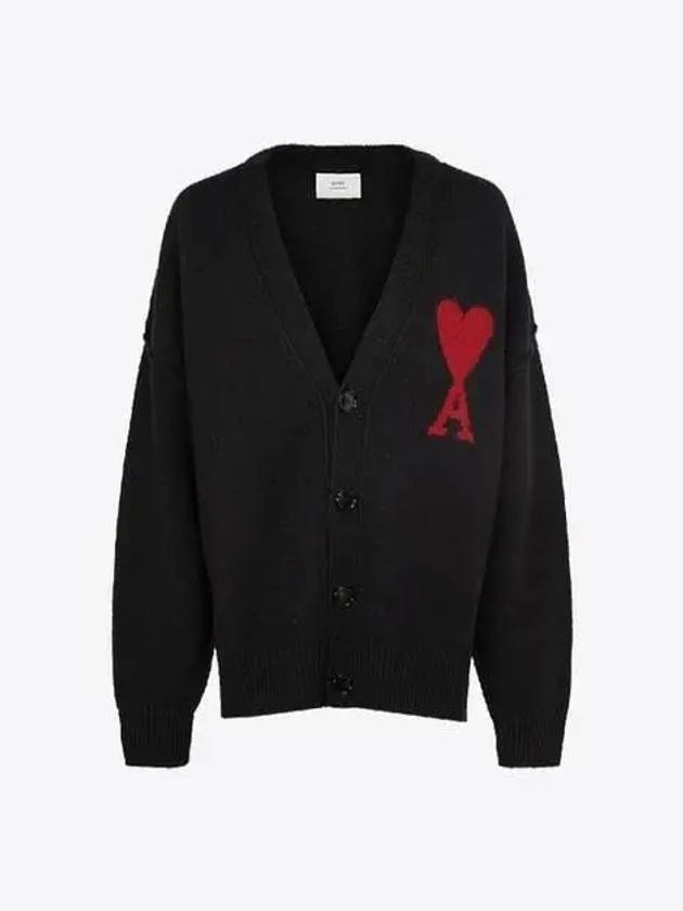 De Coeur Logo Wool Cardigan Black - AMI - BALAAN 2