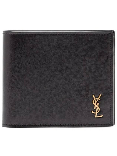 Tiny Cassandre Gold Monogram Half Wallet Black - SAINT LAURENT - BALAAN 1