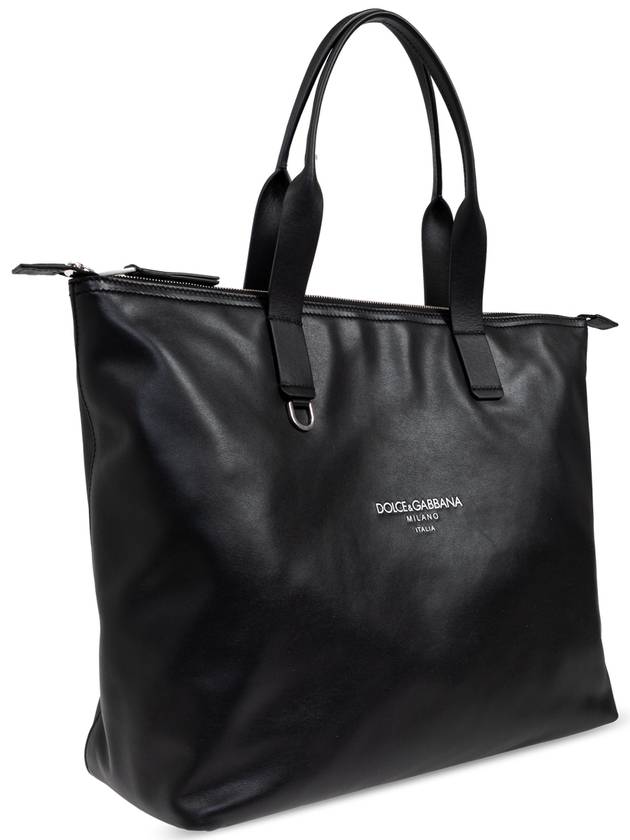 Dolce & Gabbana Leather Shopper Bag, Men's, Black - DOLCE&GABBANA - BALAAN 4