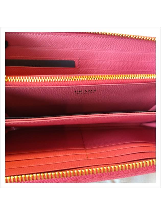 Saffiano Leather Zipper Long Wallet Peony Pink - PRADA - BALAAN.