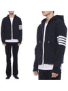 Men's Diagonal Armband Zip Up Hoodie Navy - THOM BROWNE - BALAAN 3