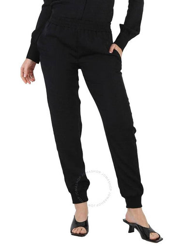 Moschino Ladies Black Allover Logo Viscose Twill Joggers, Brand Size 40 (US Size 6) - MOSCHINO - BALAAN 1