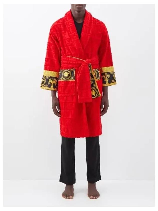 Baroque Pattern Lounge Wear Bathrobe Red - VERSACE - BALAAN 2