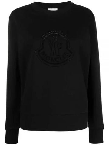 8G00053 899TR 999 Crystal Logo Cotton Sweatshirt - MONCLER - BALAAN 1