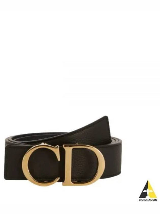 CD Logo Gold Buckle Reversible Leather Belt Black Navy - DIOR - BALAAN 2