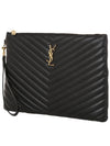 Gold Monogram Matelasse Clutch Bag Black - SAINT LAURENT - BALAAN 3