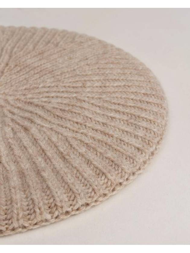 Logo Rib Edge Wool Beret Sand - GANNI - BALAAN 4