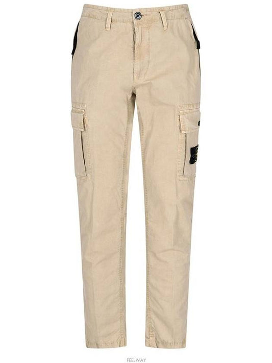 Men's Wappen Patch Slim Cargo Straight Pants Beige - STONE ISLAND - BALAAN 2