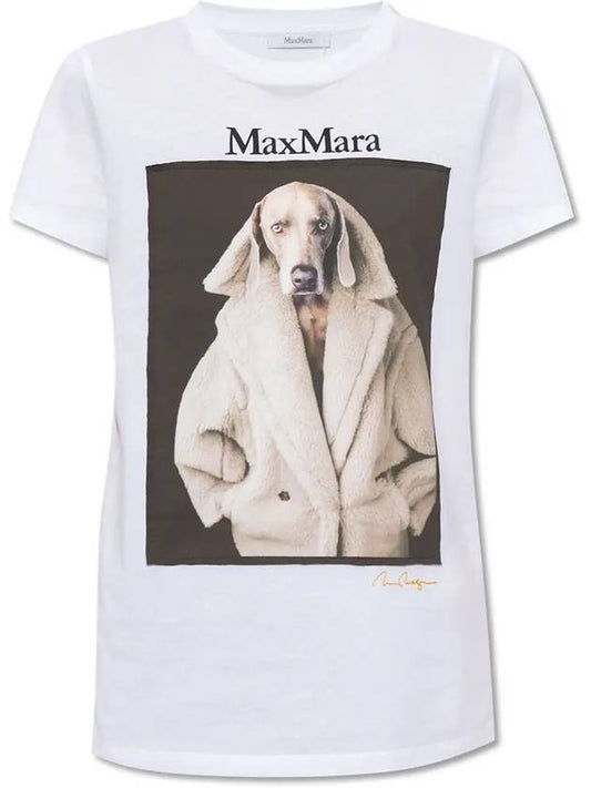 Print Cotton Short Sleeve T-Shirt White - MAX MARA - BALAAN 1