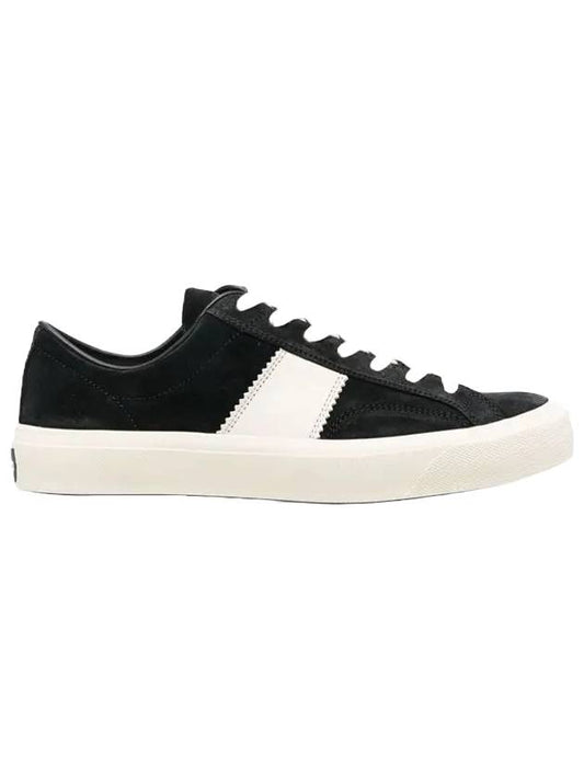 Logo Detail Suede Low Top Sneakers Black - TOM FORD - BALAAN 1