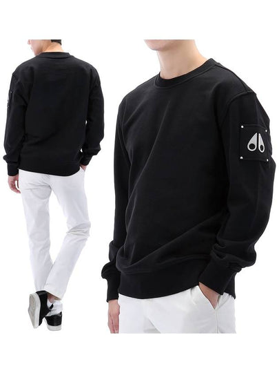 Logo Plaque Crew Neck Sweatshirt Black - MOOSE KNUCKLES - BALAAN 2