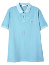 Men's Logo Patch Short Sleeve Polo Shirt Sky Blue - STONE ISLAND - BALAAN 2