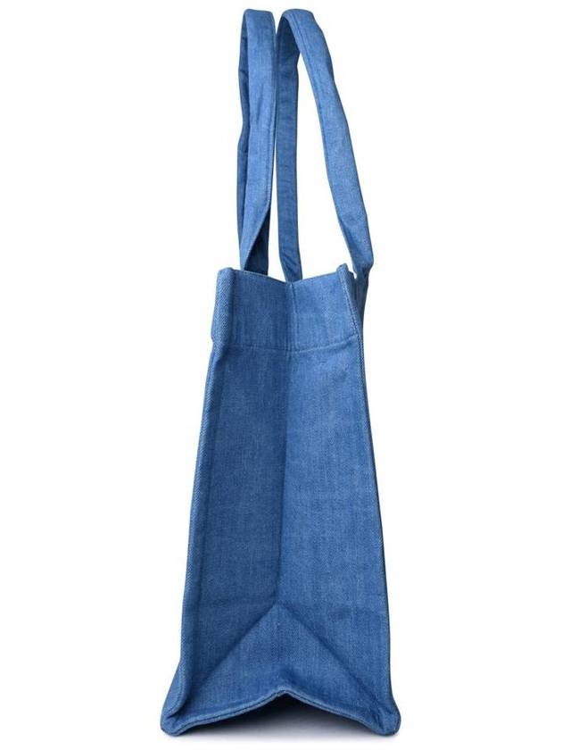 Embroidered Logo Large Denim Tote Bag Blue - GANNI - BALAAN 3